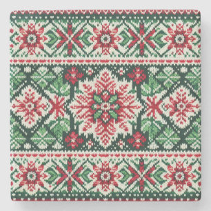 Dessous-de-verre En Pierre Foire de Noël/hiver île rouge et verte