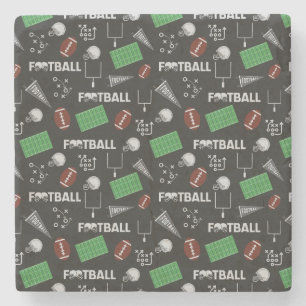 Dessous-de-verre En Pierre Football amusant sur le noir