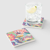 Dessous-de-verre En Pierre Forêt et rose (Côté)