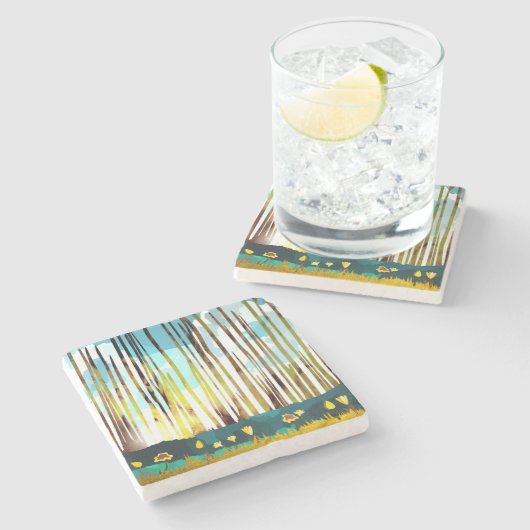 Dessous-de-verre En Pierre Forêt matinale (Côté)