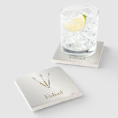 Dessous-de-verre En Pierre Fosses personnalisées / Monogramme (Côté)