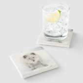 Dessous-de-verre En Pierre Fox Artic (Côté)