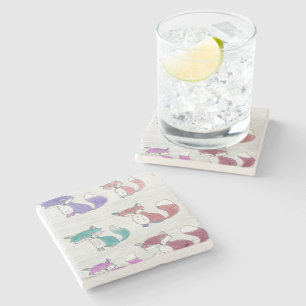 Dessous-de-verre En Pierre Foxes funky Motif
