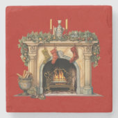 Dessous-de-verre En Pierre Foyer victorien cosy Noël (Devant)
