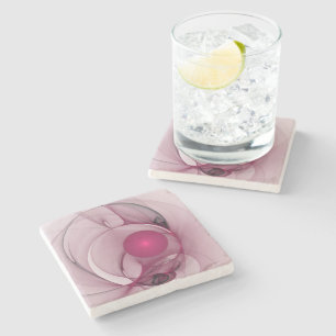 Dessous-de-verre En Pierre Fractal, moderne Berry Abstrait Art rose