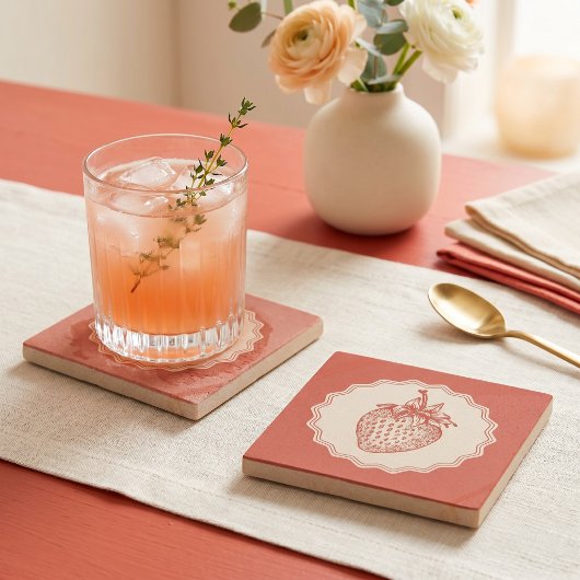 Dessous-de-verre En Pierre Fraise