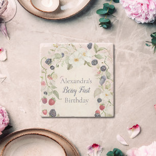 Dessous-de-verre En Pierre Fraise Berry 1ère fête d'anniversaire