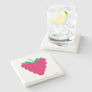 Dessous-de-verre En Pierre Framboise Rose Baie Fruit