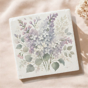 Dessous-de-verre En Pierre Français Lilac Aquarelle Florale Printemps & Été