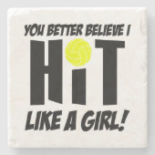 Dessous-de-verre En Pierre frappé comme une fille volley-ball (Devant)