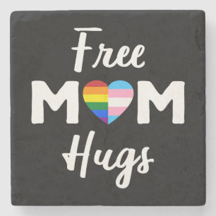 Dessous-de-verre En Pierre Free Mom Hugs II - Arc-en-ciel Fierté Gay Trans