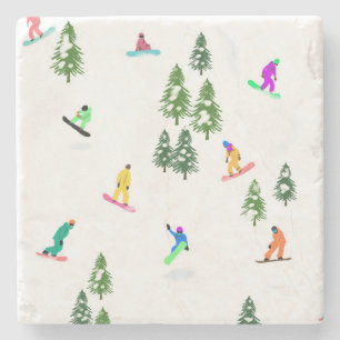 Dessous-de-verre En Pierre Freeride Snowboarder Illustration de snowboard