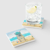 Dessous-de-verre En Pierre French Bulldog sur la plage (Côté)