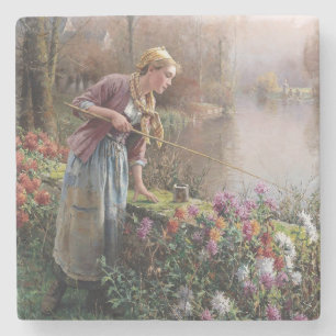 Dessous-de-verre En Pierre French Girl Fishing en Bretagne
