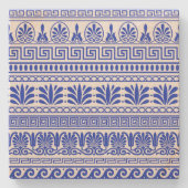 Dessous-de-verre En Pierre Fret grec, Motif méditerranéen, Bleu (Devant)
