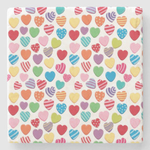Dessous-de-verre En Pierre friandises colorées motif de coeur de la Saint-Val