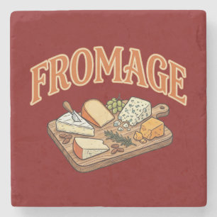 Dessous-de-verre En Pierre Fromage Vintage Graphisme de Charcuterie Française