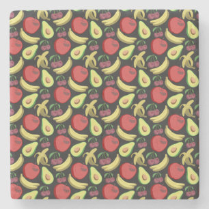 Dessous-de-verre En Pierre Fruit motif transparent fruits tropicaux colorés