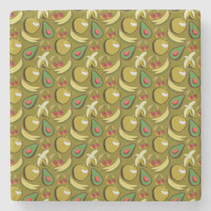 Dessous-de-verre En Pierre Fruits tropicaux sans soudure motif jaune