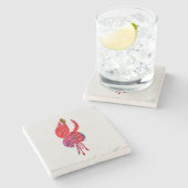 Dessous-de-verre En Pierre Fuchsia abstraite aquarelle florale (Côté)