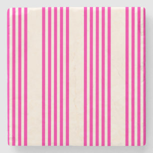 Dessous-de-verre En Pierre Fuchsia et beige cinq rayures motif