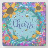 Dessous-de-verre En Pierre Fun Cheval Floral Whimsical Bumblebee (Devant)