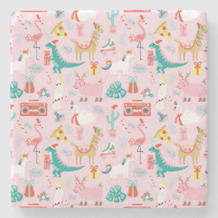Dessous-de-verre En Pierre Fun de Noël : Animal Motif sans Seamless.