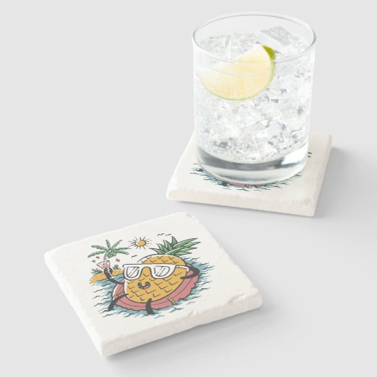 Dessous-de-verre En Pierre Fun Fun Fun Summer (Côté)