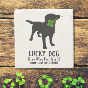 Dessous-de-verre En Pierre Funny Irish St. Patrick's Day Black Lab Lucky Dog