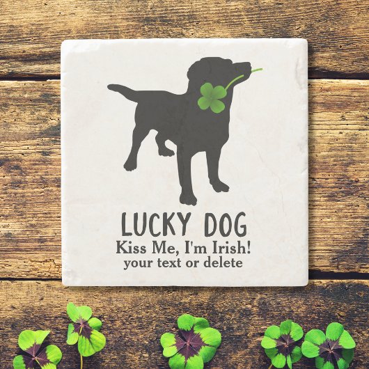 Dessous-de-verre En Pierre Funny Irish St. Patrick's Day Black Lab Lucky Dog