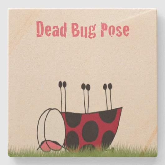 Dessous-de-verre En Pierre Funny Ladybug Dead Bug Yoga Pose (Devant)