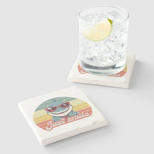 Dessous-de-verre En Pierre Funny requin invitation vous sourire (Côté)