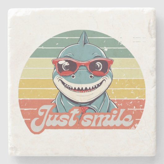 Dessous-de-verre En Pierre Funny requin invitation vous sourire (Devant)