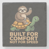 Dessous-de-verre En Pierre Funny Sloth Riding Turtle (Devant)