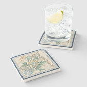 Dessous-de-verre En Pierre G Bureau de la création Fleur jaune (Côté)