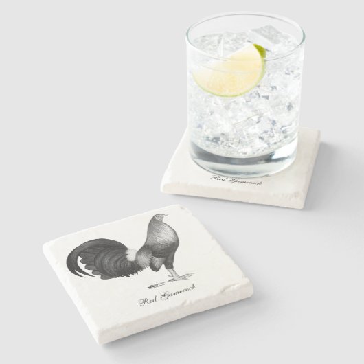 Dessous-de-verre En Pierre Gamecock Red Hatch (Côté)