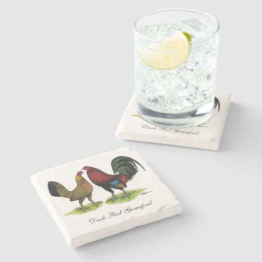 Dessous-de-verre En Pierre Gamefowl Pair (Côté)