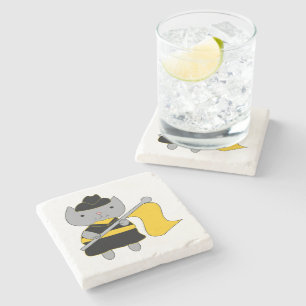 Dessous-de-verre En Pierre Garde de couleur de chat gris noir et jaune