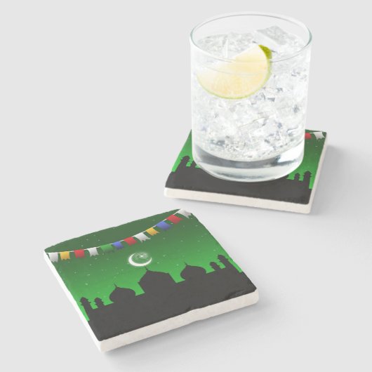 Dessous-de-verre En Pierre Garland coloré avec mosquée (Côté)