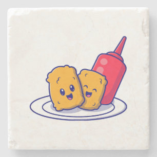 Dessous-de-verre En Pierre Gâteau De Gâtes Souriez Avec Un Dessin De Sauce