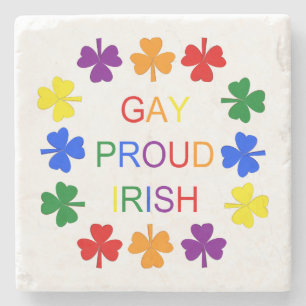 Dessous-de-verre En Pierre Gay Fier Irlandais LGBT Rainbow Shamrocks