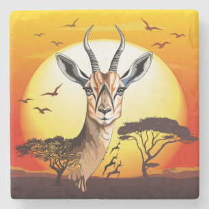 Dessous-de-verre En Pierre Gazelle Antelope africaine animal sauvage