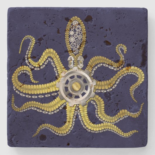 Dessous-de-verre En Pierre Gears Steampunk Octopus Kraken (Devant)