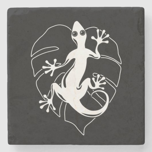 Dessous-de-verre En Pierre Gecko Lizard Silhouette (Devant)