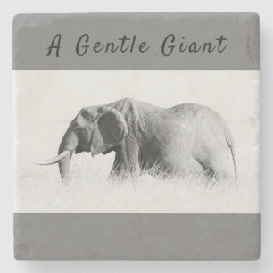 Dessous-de-verre En Pierre Gentle Giant Elephant haute clé photo avec texte