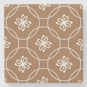 Dessous-de-verre En Pierre Géométrique florale : motif d'art vintage.
