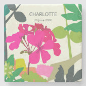 Dessous-de-verre En Pierre Geraniums fleuris Garden Party (Devant)