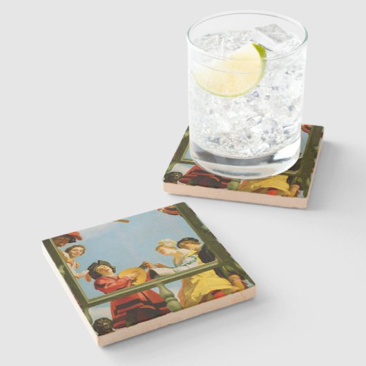 Dessous-de-verre En Pierre Gerrit Van Honthorst Groupe Musical Balcon Art (Côté)