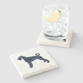 Dessous-de-verre En Pierre Giant Schnauzer Chien Noir Aquarelle Silhouette (Côté)