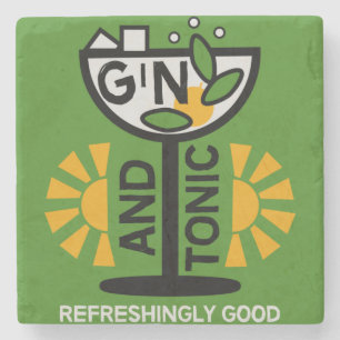 Dessous-de-verre En Pierre Gin vintage Et Art Tonique